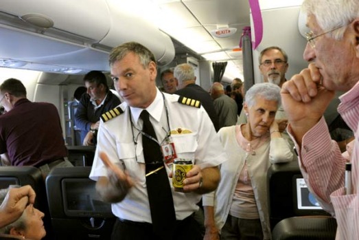 Punters at midnight aboard the NYE 09 airbus A380, the first time one has flown to Antarctica.