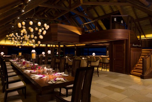 The main dining room at the Great House, Necker Island.