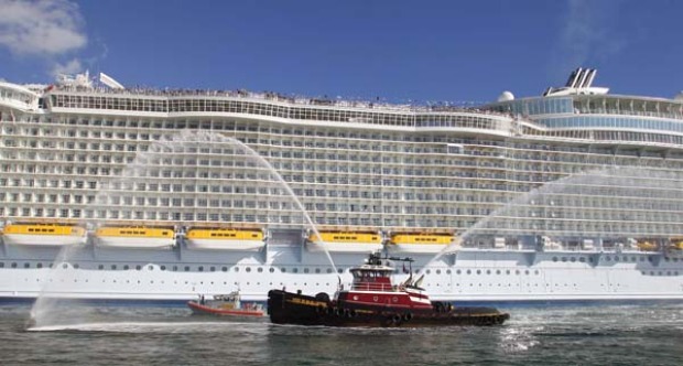 Allure of the Seas, the world's largest cruise ship, arrives at its new home in Florida.