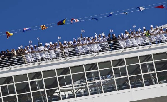 Allure of the Seas, the world's largest cruise ship, arrives at its new home in Florida.