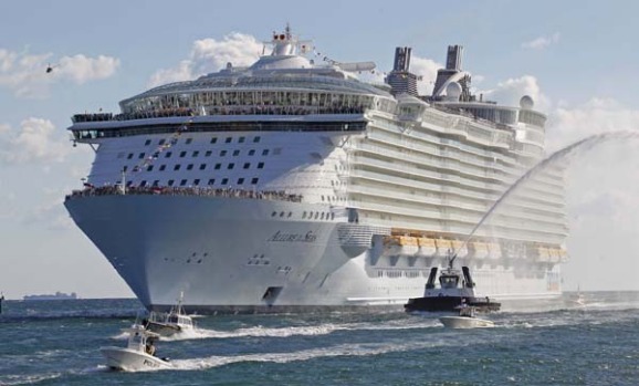 Allure of the Seas, the world's largest cruise ship, arrives at its new home in Florida.