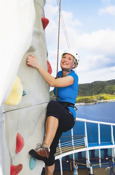 The ship's rock climbing wall.