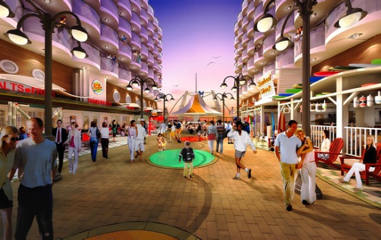 An artist's impression of the ships boardwalk area.