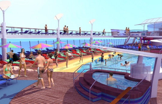 Artist's impression of the ships 'beach pool' area.