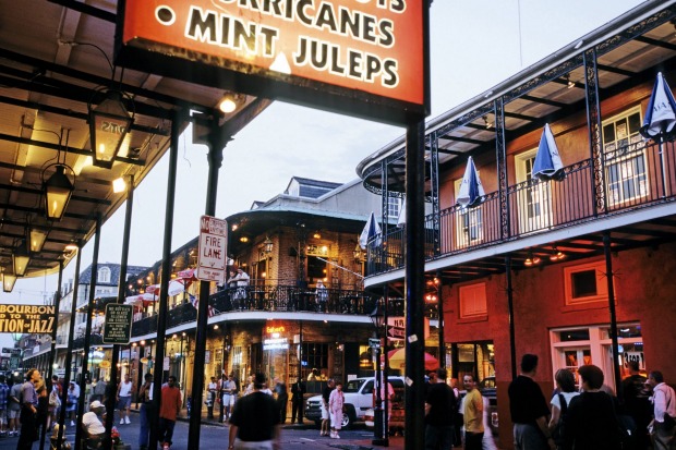 Outrageous Bourbon Street, in New Orleans' French Quarter.