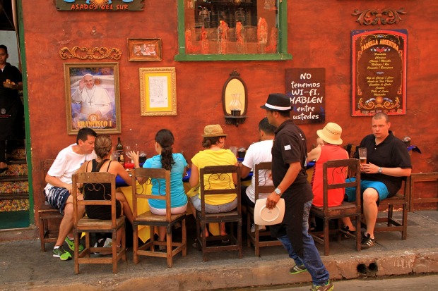 Alfresco dining in Cartagena, Colombia.