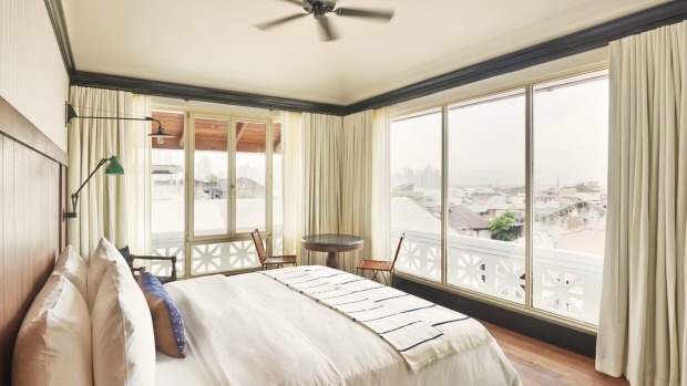 A bedroom in the American Trade Hotel.