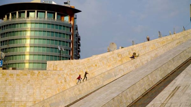 Finding fun in Albania won't be an uphill battle - Tirana's Pyramid (formerly Enver Hoxha Museum).