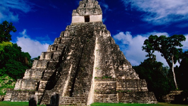 Mayan mysteries ... (from left) the pyramids of Tikal.