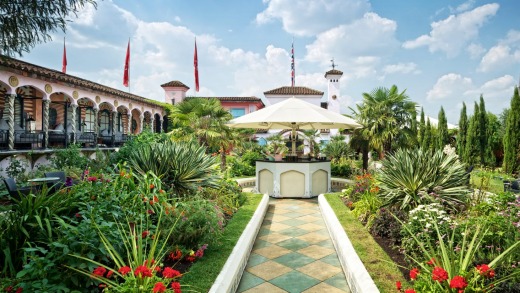 Spanish garden at The Roof Gardens, London.