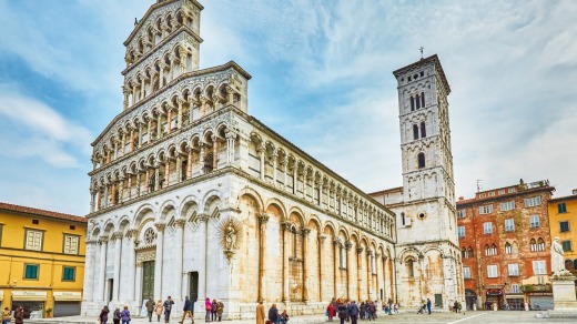 San Michele in Foro facade and side view, Lucca.