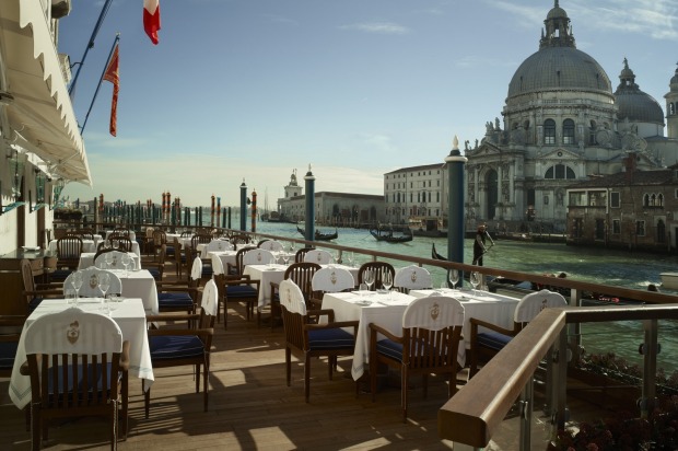 One of the best waterfront eateries: Club del Doge, Venice, Italy. Decor like Casanova's boudoir, terrace right on the ...