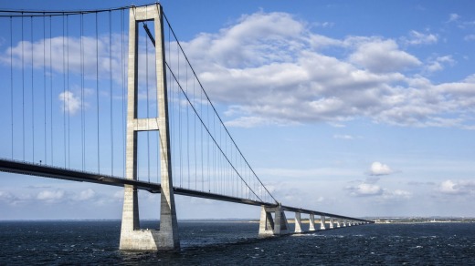 The Resund Bridge is a double-track railway and motorway bridge across the strait between Sweden and Denmark.