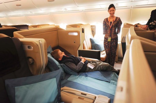 Business class on board a Singapore Airlines A380.