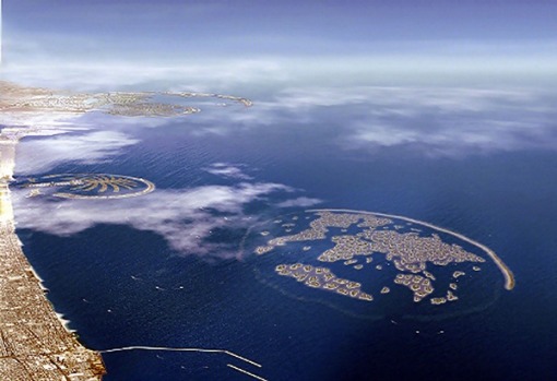 The 300 man-made islands off the coast of Dubai known as 'The World'.