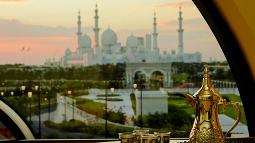 The view across to the Sheikh Zayed Grand Mosque.