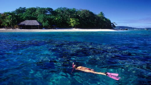 Snorkelling at Hideaway Island Marine Reserve in Vanuatu.