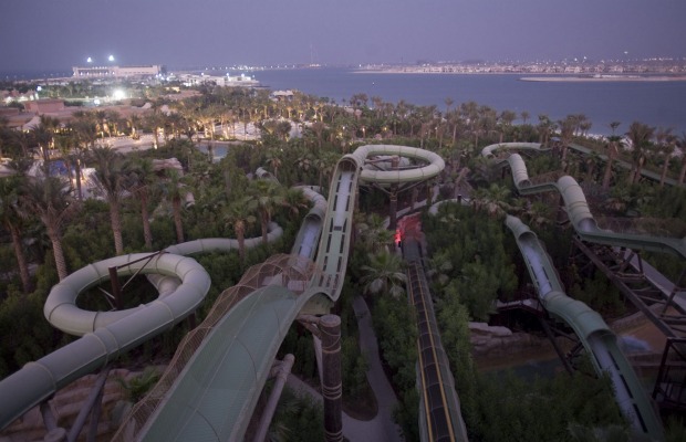 The waterscape features water slides with names such as "Leap of Faith", including two which catapult riders through ...
