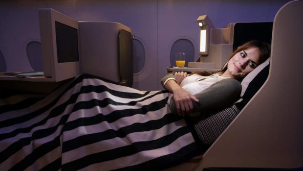 Etihad Airways Pearl business class seating.