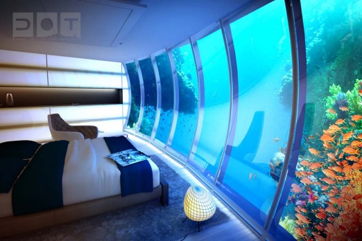 The disc, located up to 10 metres beneath the surface of the sea, is composed of 21 hotel rooms adjacent to the ...