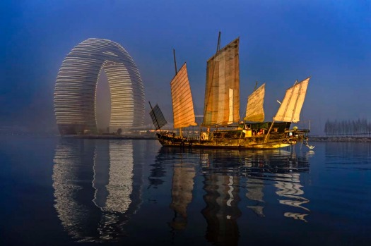 The Sheraton Huzhou Hot Spring Resort on China's Lake Taihu has features including a "wedding island" for outdoor ...