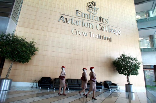 The atrium of the Emirates Aviation College in Dubai.