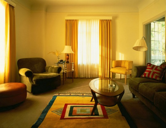 The living area of a bedroom suite at Chateau Marmont.