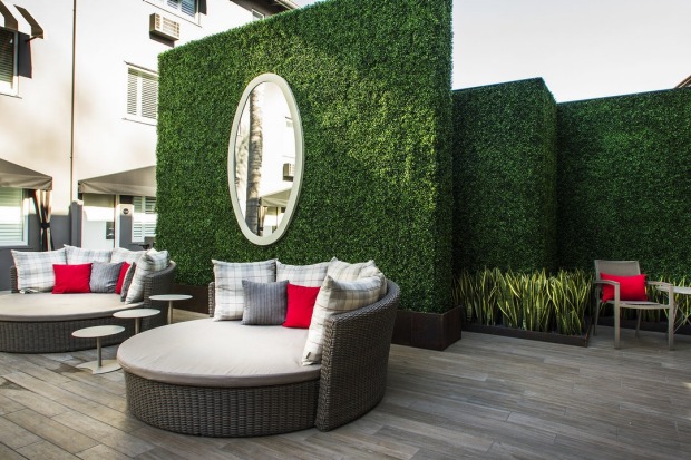 The pool area at the Grafton on Sunset, West Hollywood.