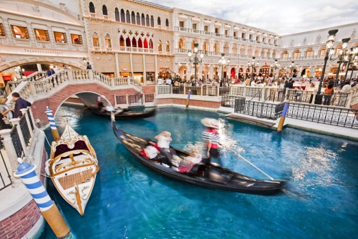 Gondola rides at Venetian Hotel.