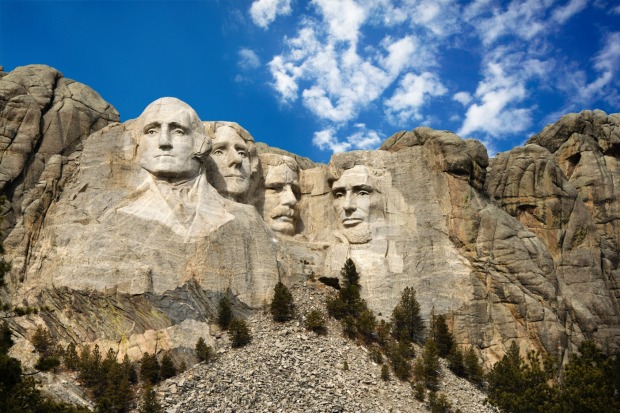 Presidential sculpture at Mount Rushmore National Monument, South Dakota.