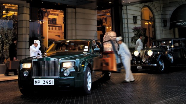 Sally Webb arrived at the hotel in one of its signature Rolls-Royces.