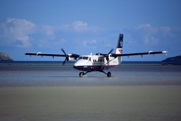 Barra Airfield on Traigh Mhor Beach, Scotland: The airport handles around 1,000 flights each year, but only when the ...