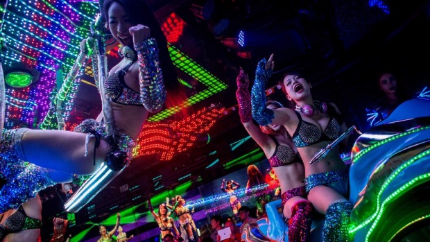 Dancers dressed as futuristic characters perform during a show at The Robot Restaurant in Tokyo, Japan. The now famous ...