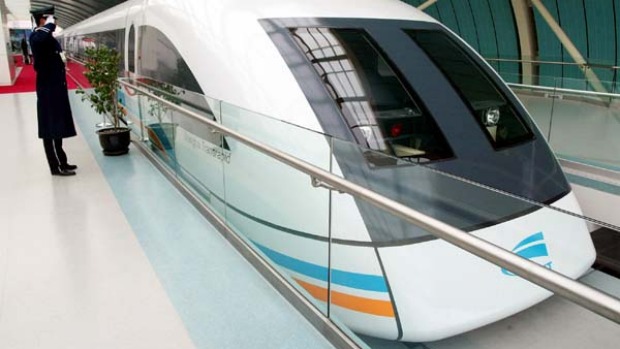 The world's fastest train, Shanghai's MagLev, runs from Pudong International Airport into Shanghai, reaching speeds well ...