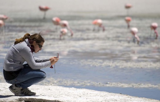 The salt flats are a major tourist attraction in Bolivia, with around 60 thousand tourists visiting them every year.