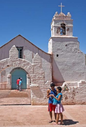 The Church of San Pedro de Atacama in the Atacama Desert, northern Chile.