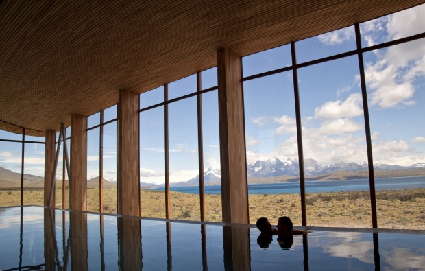 The pool at Tierra Patagonia offers views of Torres del Paine national park.