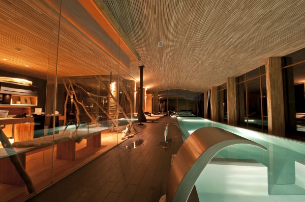 Tierra Patagonia's swimming pool and spa.