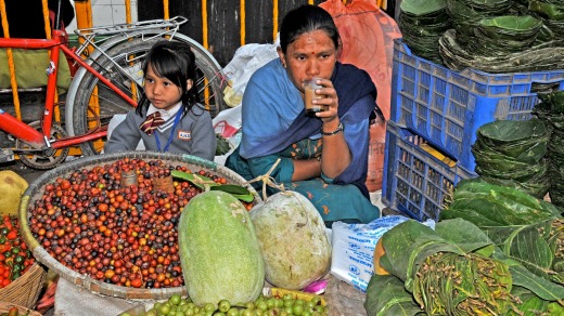 Part of a street market in Kathmandu.