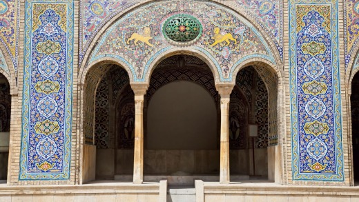 The mosaic arc of Golestan  palace in Tehran, Iran.