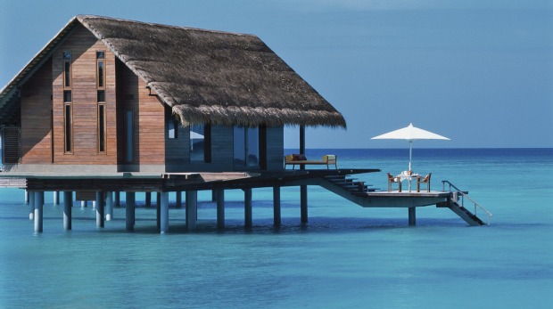 One of the 32 luxurious over-water villas at the  One & Only Reethi Rah, Maldives.