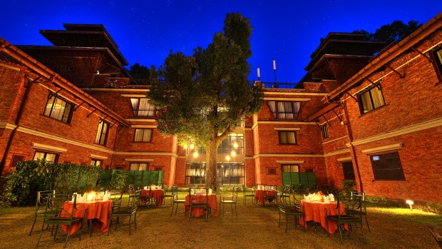 Serene: The courtyard at Gokarna Forest Resort is set for dinner.