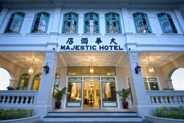 The entrance to the Majestic Hotel, Malacca, Malaysia.