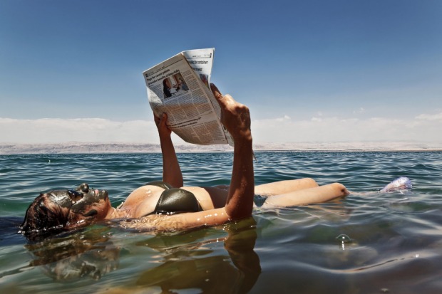 The Dead Sea's waters are so buoyant you can read without getting the paper wet.