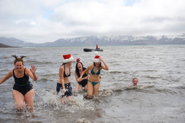 Tourists take the plunge over Christmas.