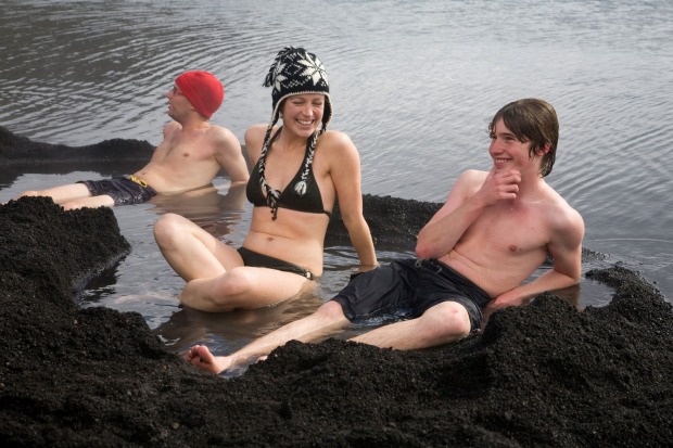 Warm up in a natural hot tub with volcanically heated water, Pendulum Cove, Deception Island.