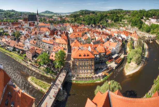 CESKY KRUMLOV, CZECH REPUBLIC: This is fairytale Bohemia, a quaint little town of Gothic spires and Baroque churches, of ...