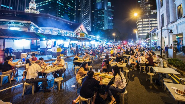 Diners at the Lau Pa Sat food court.