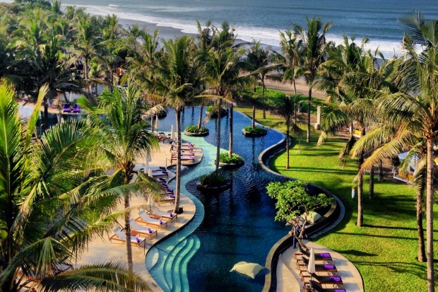 The pool at the W Seminyak resembles a rice field.