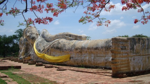 Peace reigns among the Buddha statues in Wat Yai Chai Mongkol, one of Ayutthaya's most impressive religious monuments.